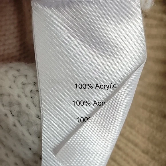 Halston Women's Colorblock Sweater - Pink, White, & Tan Small. Cottagecore Cozy - Picture 7 of 7